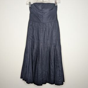 Jcrew strapless linen dress baby blue size 0 women's navy blue